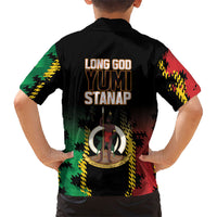 Vanuatu 46th Year Anniversary Family Matching Off The Shoulder Long Sleeve Dress and Hawaiian Shirt Tamtam Slit Drums Long God Yumi Stanap