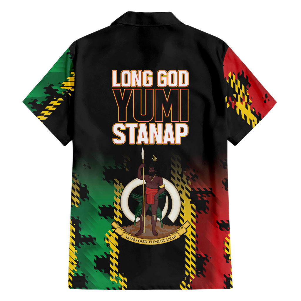 Vanuatu 46th Year Anniversary Family Matching Off The Shoulder Long Sleeve Dress and Hawaiian Shirt Tamtam Slit Drums Long God Yumi Stanap