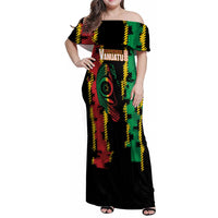 Vanuatu 46th Year Anniversary Family Matching Off Shoulder Maxi Dress and Hawaiian Shirt Tamtam Slit Drums Long God Yumi Stanap