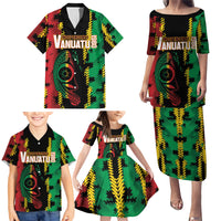 Vanuatu 46th Year Anniversary Family Matching Puletasi and Hawaiian Shirt Tamtam Slit Drums Long God Yumi Stanap