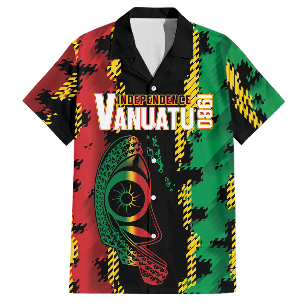 Vanuatu 46th Year Anniversary Family Matching Puletasi and Hawaiian Shirt Tamtam Slit Drums Long God Yumi Stanap