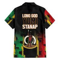 Vanuatu 46th Year Anniversary Family Matching Puletasi and Hawaiian Shirt Tamtam Slit Drums Long God Yumi Stanap