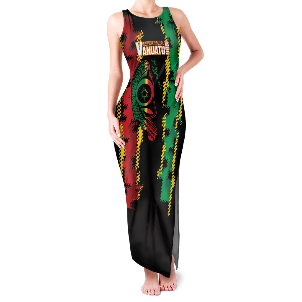 Vanuatu 46th Year Anniversary Family Matching Tank Maxi Dress and Hawaiian Shirt Tamtam Slit Drums Long God Yumi Stanap