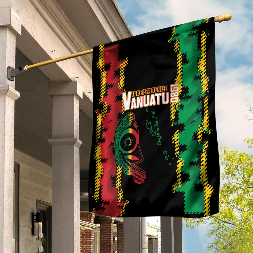 Vanuatu 46th Year Anniversary Garden Flag Tamtam Slit Drums Long God Yumi Stanap LT9 House Flag Black - Polynesian Pride