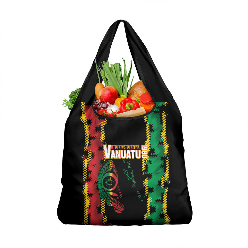 Vanuatu 46th Year Anniversary Grocery Bag Tamtam Slit Drums Long God Yumi Stanap