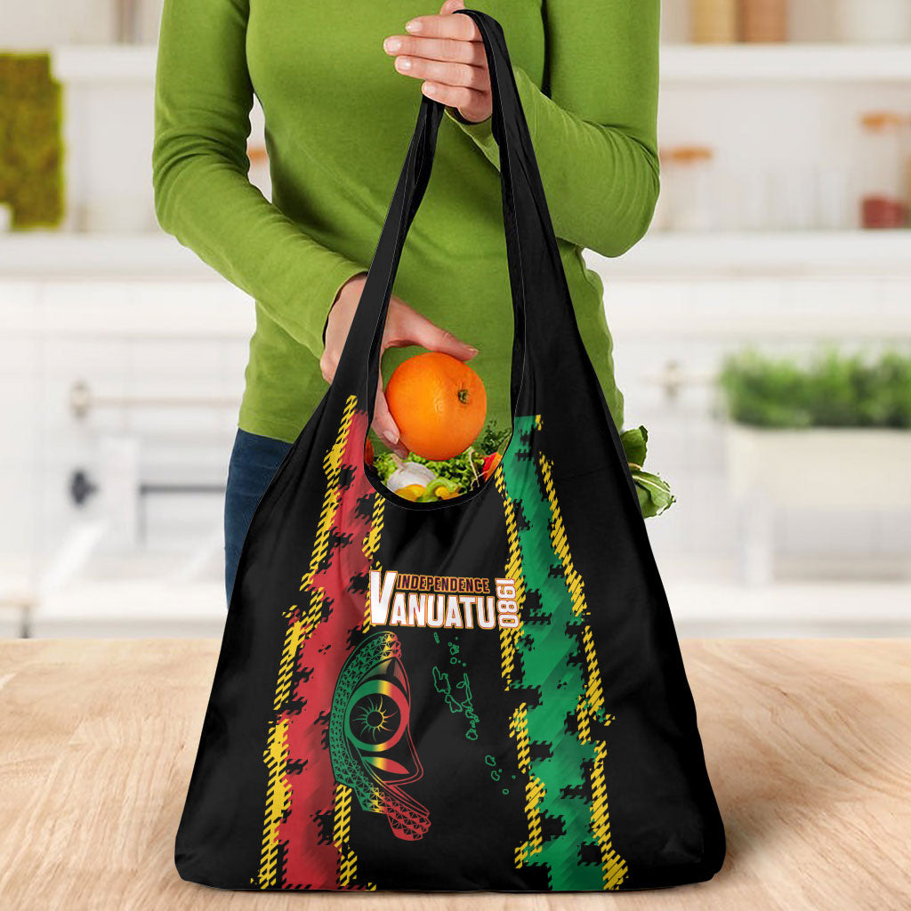 Vanuatu 46th Year Anniversary Grocery Bag Tamtam Slit Drums Long God Yumi Stanap LT9 - Polynesian Pride