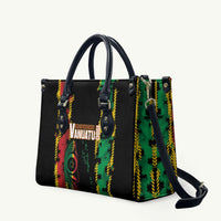 Vanuatu 46th Year Anniversary Leather Bag Tamtam Slit Drums Long God Yumi Stanap LT9 Black - Polynesian Pride