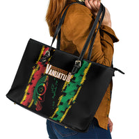 Vanuatu 46th Year Anniversary Leather Tote Bag Tamtam Slit Drums Long God Yumi Stanap LT9 - Polynesian Pride