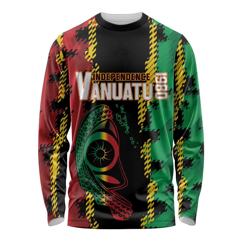 Vanuatu 46th Year Anniversary Long Sleeve Shirt Tamtam Slit Drums Long God Yumi Stanap LT9 Unisex Black - Polynesian Pride