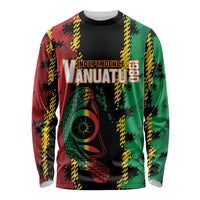 Vanuatu 46th Year Anniversary Long Sleeve Shirt Tamtam Slit Drums Long God Yumi Stanap LT9 Unisex Black - Polynesian Pride