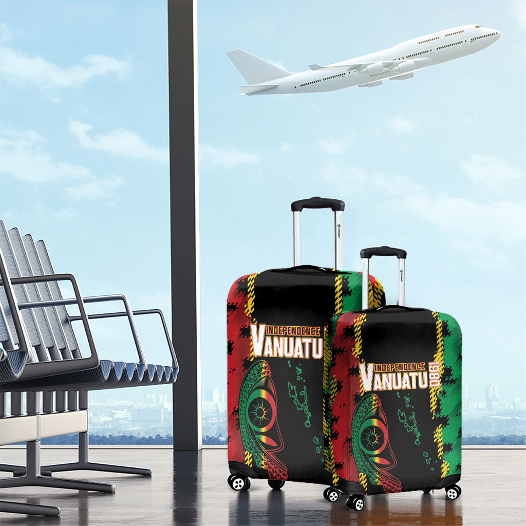 Vanuatu 46th Year Anniversary Luggage Cover Tamtam Slit Drums Long God Yumi Stanap LT9 - Polynesian Pride