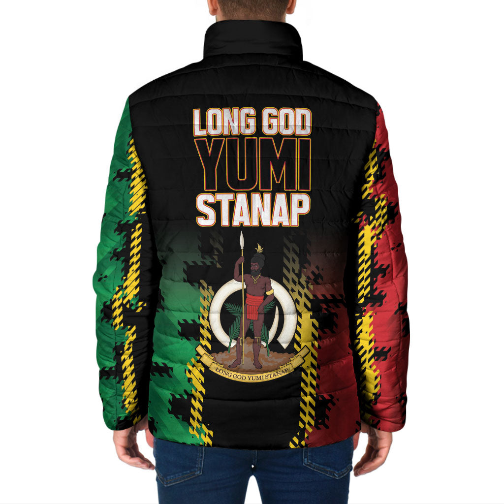 Vanuatu 46th Year Anniversary Padded Jacket Tamtam Slit Drums Long God Yumi Stanap LT9 - Polynesian Pride