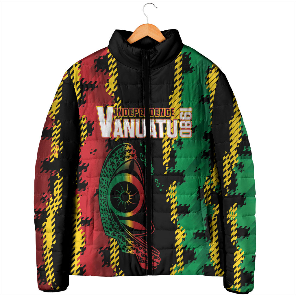 Vanuatu 46th Year Anniversary Padded Jacket Tamtam Slit Drums Long God Yumi Stanap LT9 - Polynesian Pride