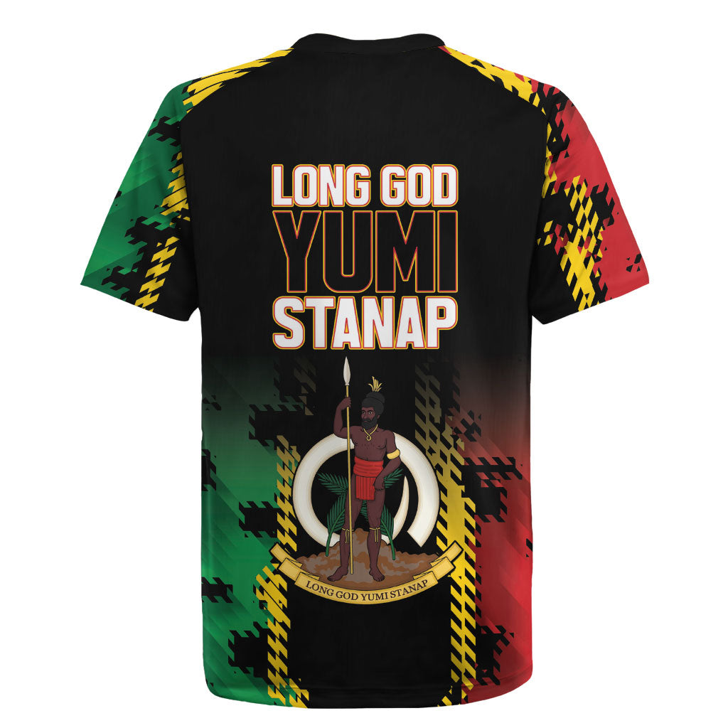 Vanuatu 46th Year Anniversary Rugby Jersey Tamtam Slit Drums Long God Yumi Stanap LT9 - Polynesian Pride