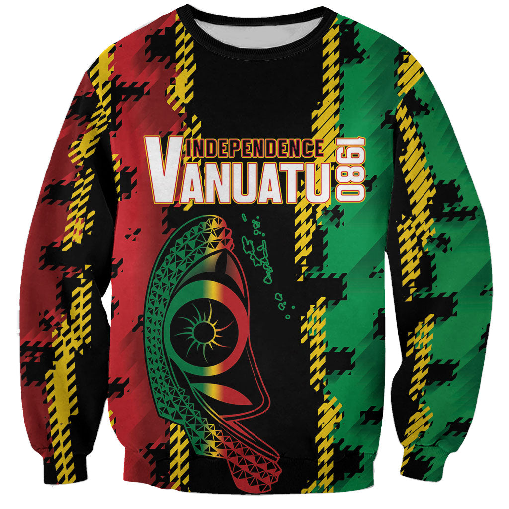 Vanuatu 46th Year Anniversary Sweatshirt Tamtam Slit Drums Long God Yumi Stanap LT9 Unisex Black - Polynesian Pride