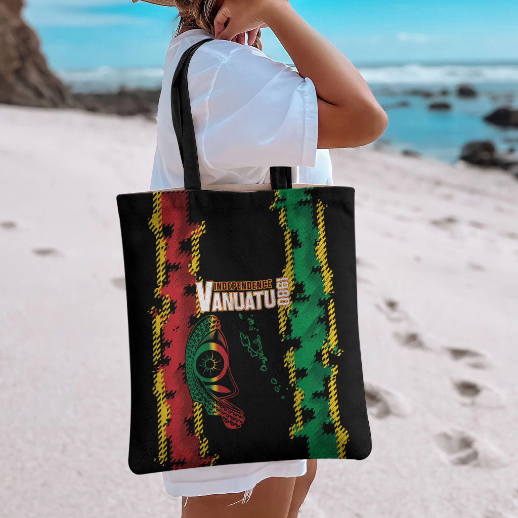 Vanuatu 46th Year Anniversary Tote Bag Tamtam Slit Drums Long God Yumi Stanap