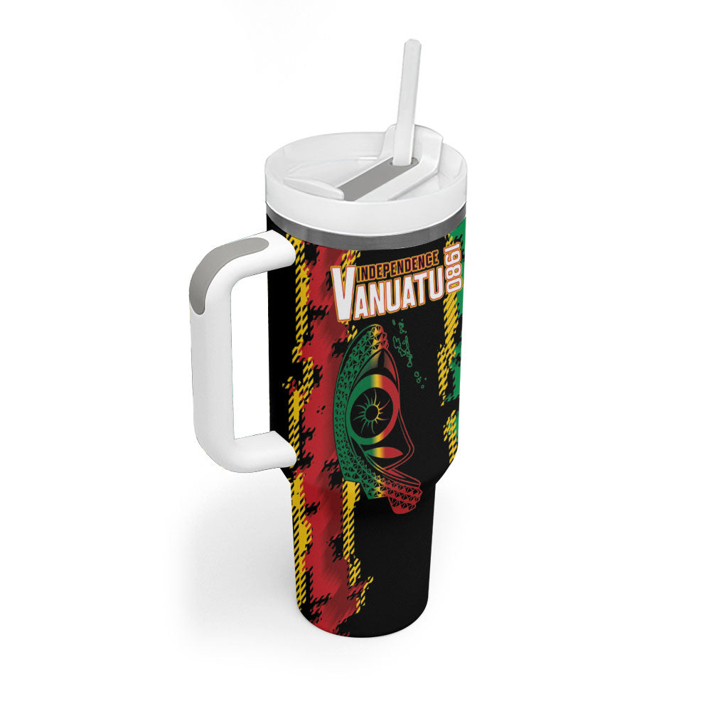 Vanuatu 46th Year Anniversary Tumbler With Handle Tamtam Slit Drums Long God Yumi Stanap