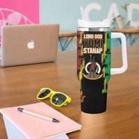 Vanuatu 46th Year Anniversary Tumbler With Handle Tamtam Slit Drums Long God Yumi Stanap