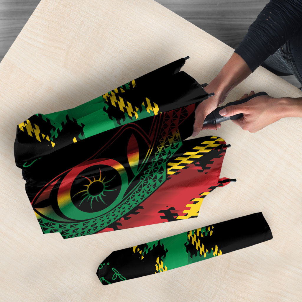 Vanuatu 46th Year Anniversary Umbrella Tamtam Slit Drums Long God Yumi Stanap LT9 - Polynesian Pride