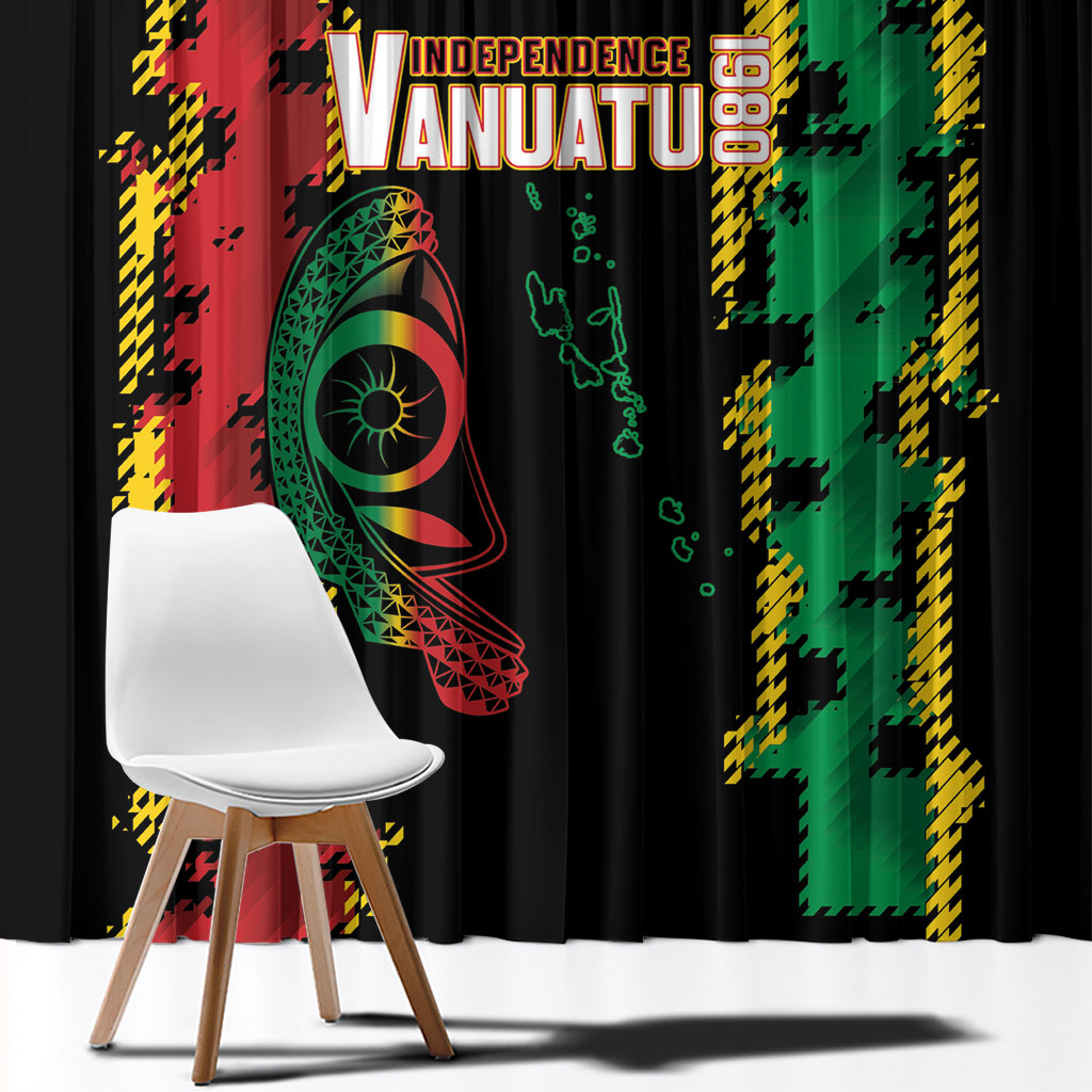 Vanuatu 46th Year Anniversary Window Curtain Tamtam Slit Drums Long God Yumi Stanap LT9 - Polynesian Pride