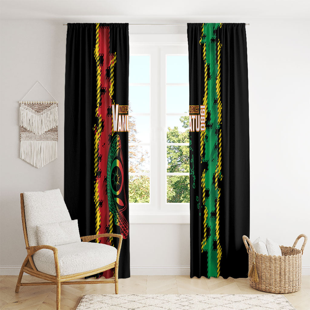 Vanuatu 46th Year Anniversary Window Curtain Tamtam Slit Drums Long God Yumi Stanap LT9 - Polynesian Pride