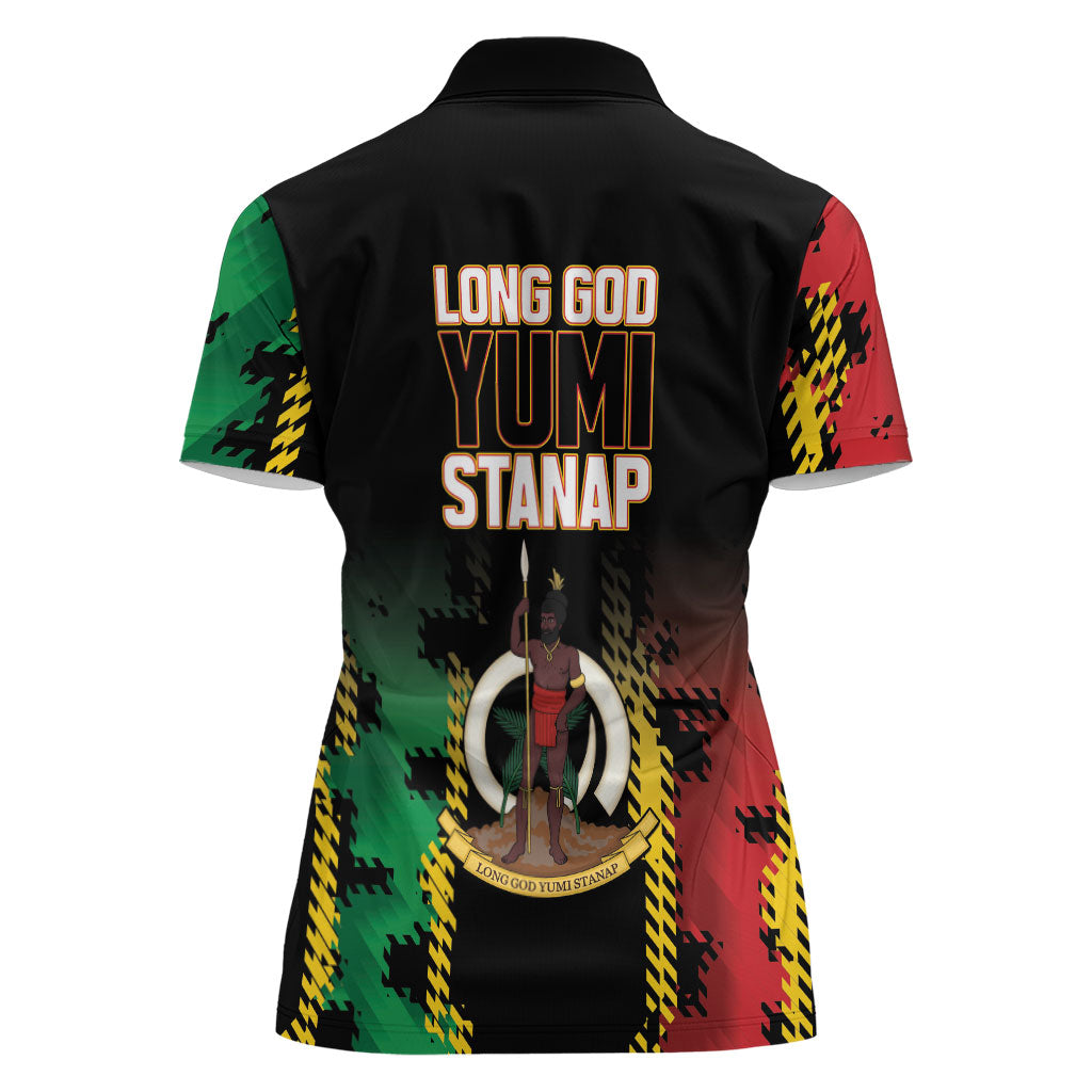 Vanuatu 46th Year Anniversary Women Polo Shirt Tamtam Slit Drums Long God Yumi Stanap