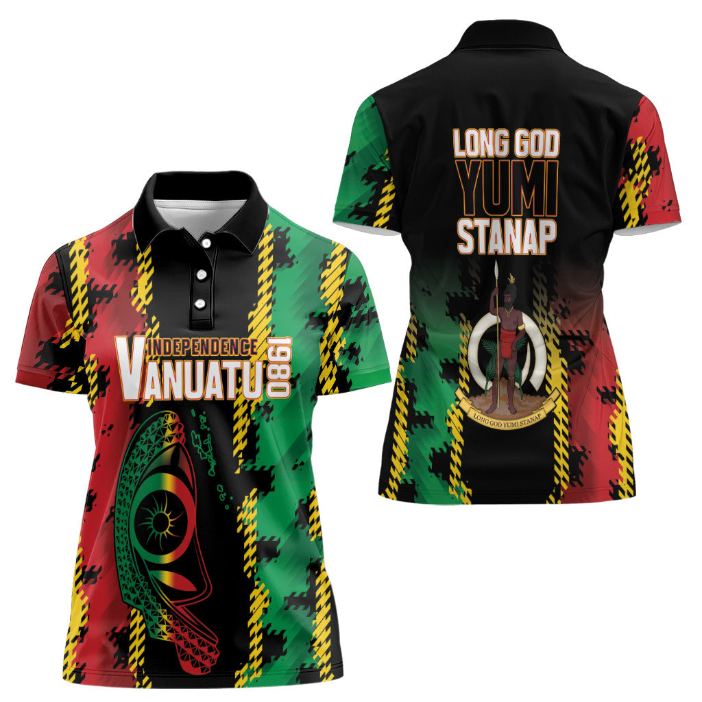 Vanuatu 46th Year Anniversary Women Polo Shirt Tamtam Slit Drums Long God Yumi Stanap