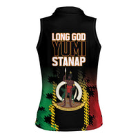 Vanuatu 46th Year Anniversary Women Sleeveless Polo Shirt Tamtam Slit Drums Long God Yumi Stanap