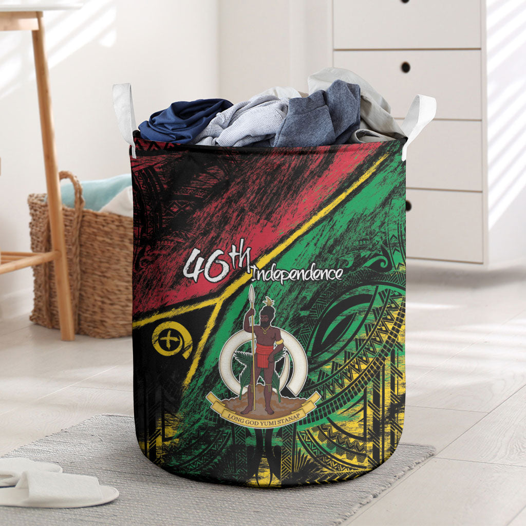 Vanuatu 46th Year Anniversary Laundry Basket Vintage Grunge Vanuatu Flag Heritage