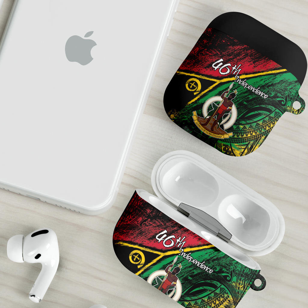 Vanuatu 46th Year Anniversary AirPods Case Vintage Grunge Vanuatu Flag Heritage LT9 - Polynesian Pride