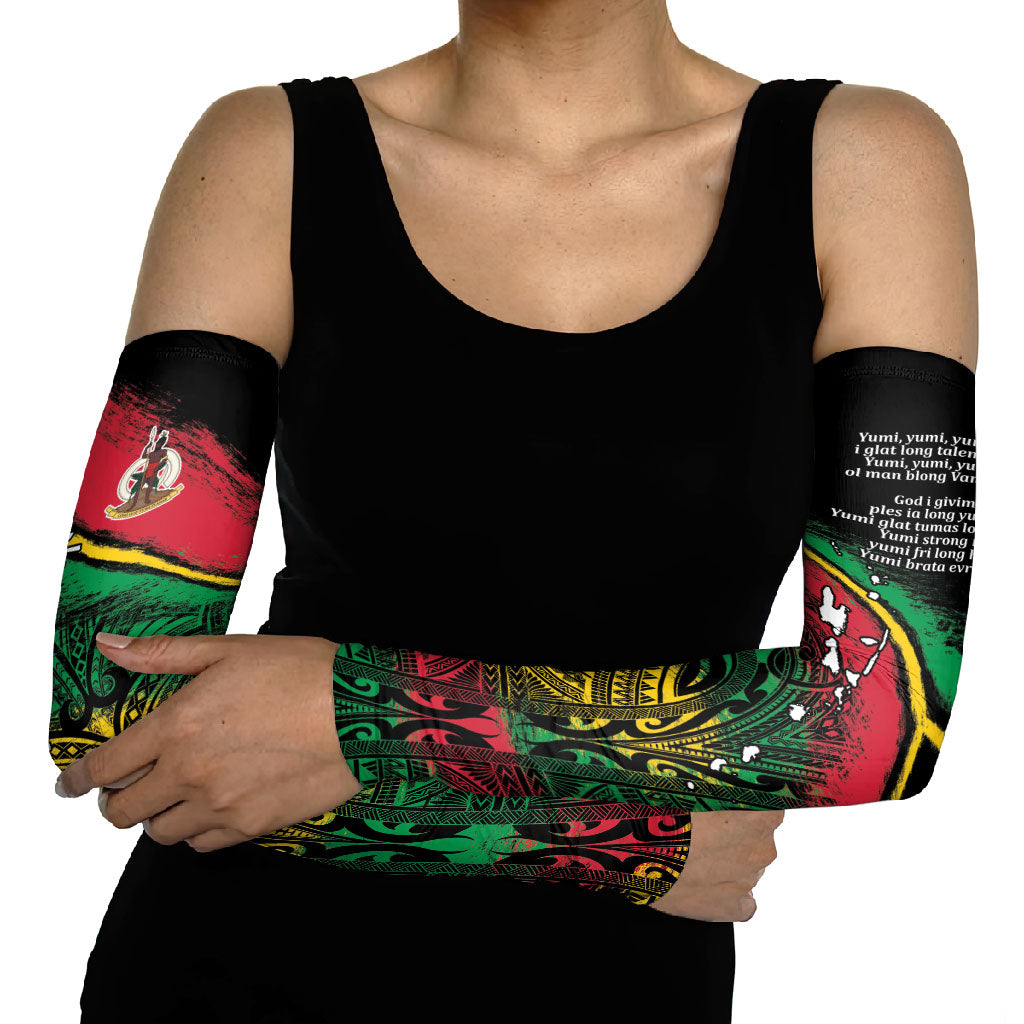 Vanuatu 46th Year Anniversary Arm Sleeves Vintage Grunge Vanuatu Flag Heritage LT9 - Polynesian Pride