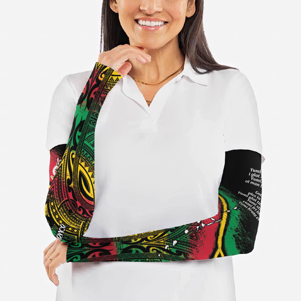 Vanuatu 46th Year Anniversary Arm Sleeves Vintage Grunge Vanuatu Flag Heritage LT9 - Polynesian Pride