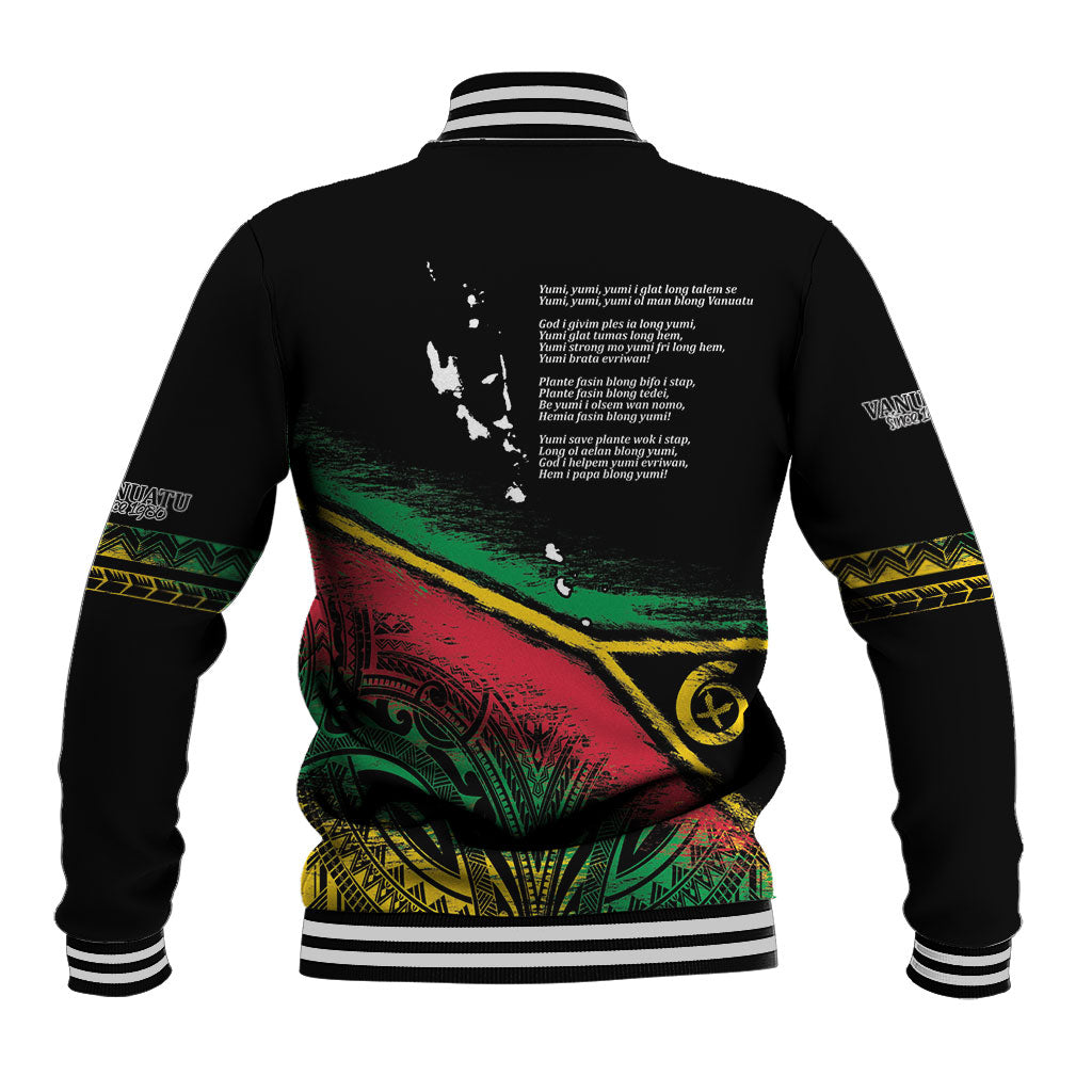 Vanuatu 46th Year Anniversary Baseball Jacket Vintage Grunge Vanuatu Flag Heritage LT9 - Polynesian Pride