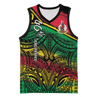 Vanuatu 46th Year Anniversary Basketball Jersey Vintage Grunge Vanuatu Flag Heritage LT9 Unisex Black - Polynesian Pride