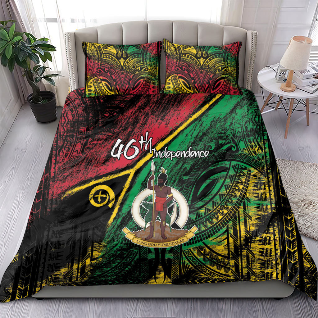 Vanuatu 46th Year Anniversary Bedding Set Vintage Grunge Vanuatu Flag Heritage LT9 - Polynesian Pride