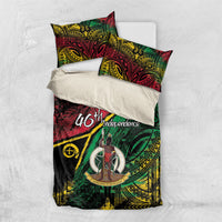 Vanuatu 46th Year Anniversary Bedding Set Vintage Grunge Vanuatu Flag Heritage LT9 US Twin 172cm x 218cm Black - Polynesian Pride