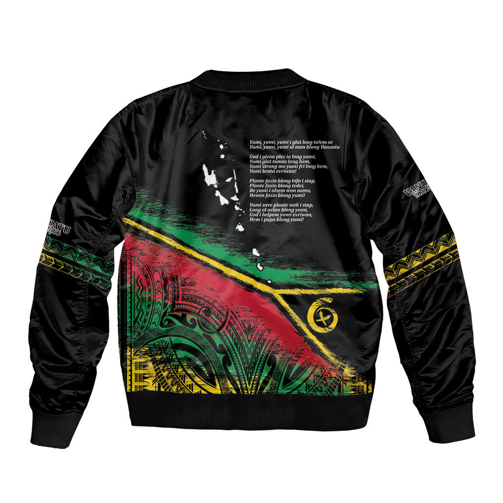 Vanuatu 46th Year Anniversary Bomber Jacket Vintage Grunge Vanuatu Flag Heritage LT9 - Polynesian Pride