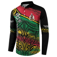 Vanuatu 46th Year Anniversary Button Sweatshirt Vintage Grunge Vanuatu Flag Heritage LT9 - Polynesian Pride