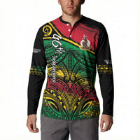 Vanuatu 46th Year Anniversary Button Sweatshirt Vintage Grunge Vanuatu Flag Heritage LT9 - Polynesian Pride