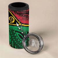 Vanuatu 46th Year Anniversary 4 in 1 Can Cooler Tumbler Vintage Grunge Vanuatu Flag Heritage LT9 - Polynesian Pride