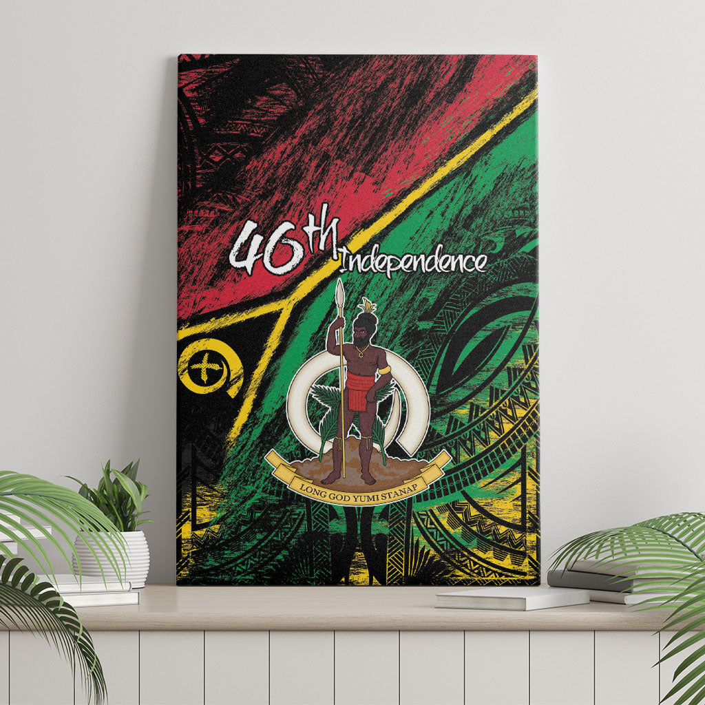 Vanuatu 46th Year Anniversary Canvas Wall Art Vintage Grunge Vanuatu Flag Heritage LT9 - Polynesian Pride