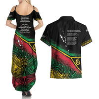 Vanuatu 46th Year Anniversary Couples Matching Summer Maxi Dress and Hawaiian Shirt Vintage Grunge Vanuatu Flag Heritage