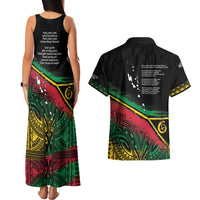 Vanuatu 46th Year Anniversary Couples Matching Tank Maxi Dress and Hawaiian Shirt Vintage Grunge Vanuatu Flag Heritage
