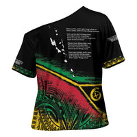 Vanuatu 46th Year Anniversary Cross Shoulder Shirt Vintage Grunge Vanuatu Flag Heritage
