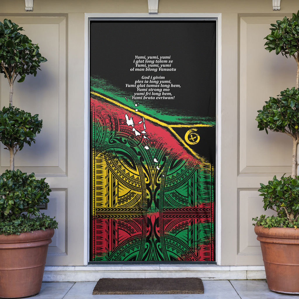 Vanuatu 46th Year Anniversary Door Cover Vintage Grunge Vanuatu Flag Heritage