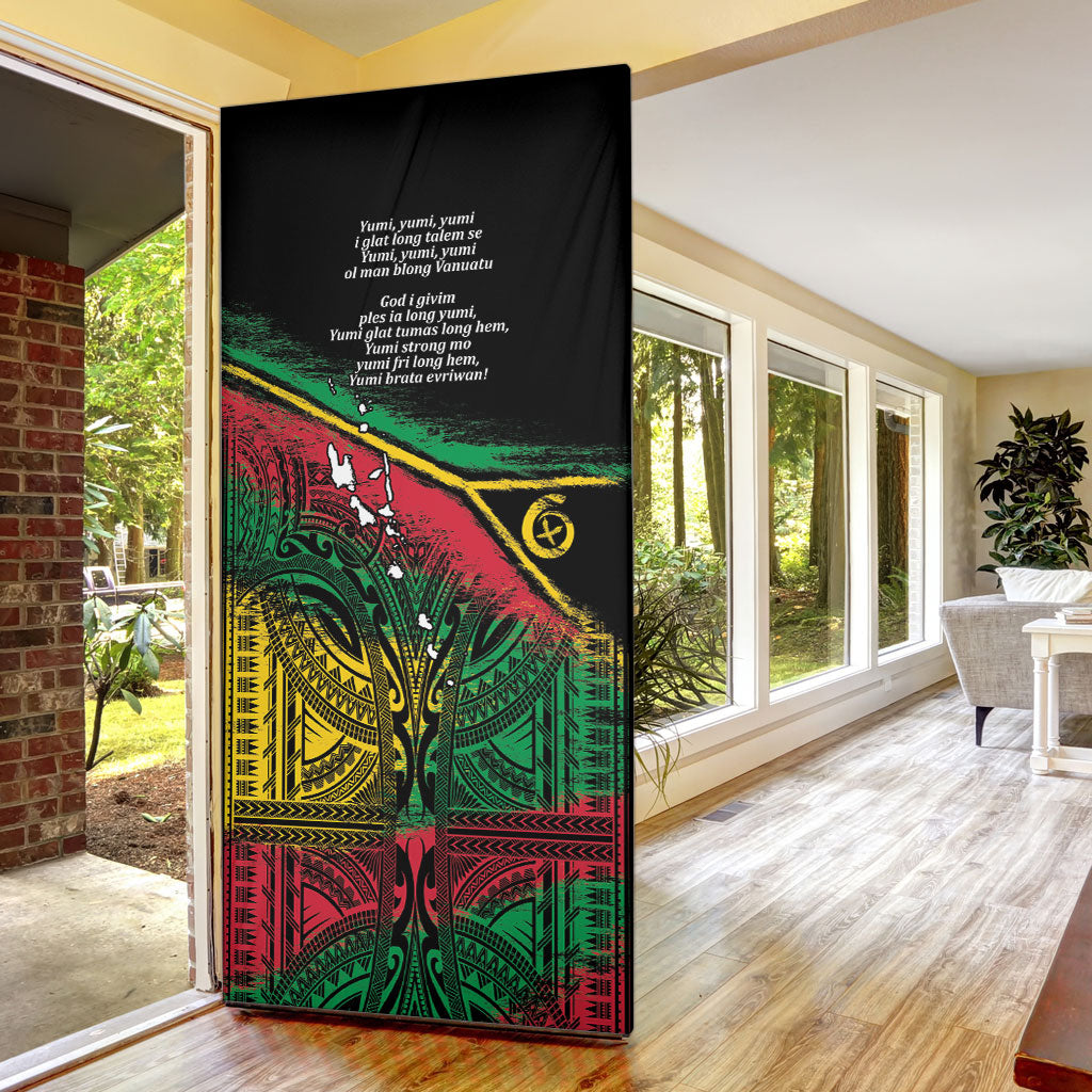 Vanuatu 46th Year Anniversary Door Cover Vintage Grunge Vanuatu Flag Heritage LT9 - Polynesian Pride