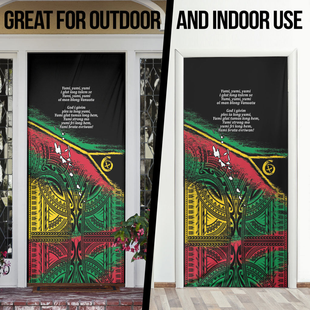 Vanuatu 46th Year Anniversary Door Cover Vintage Grunge Vanuatu Flag Heritage LT9 - Polynesian Pride