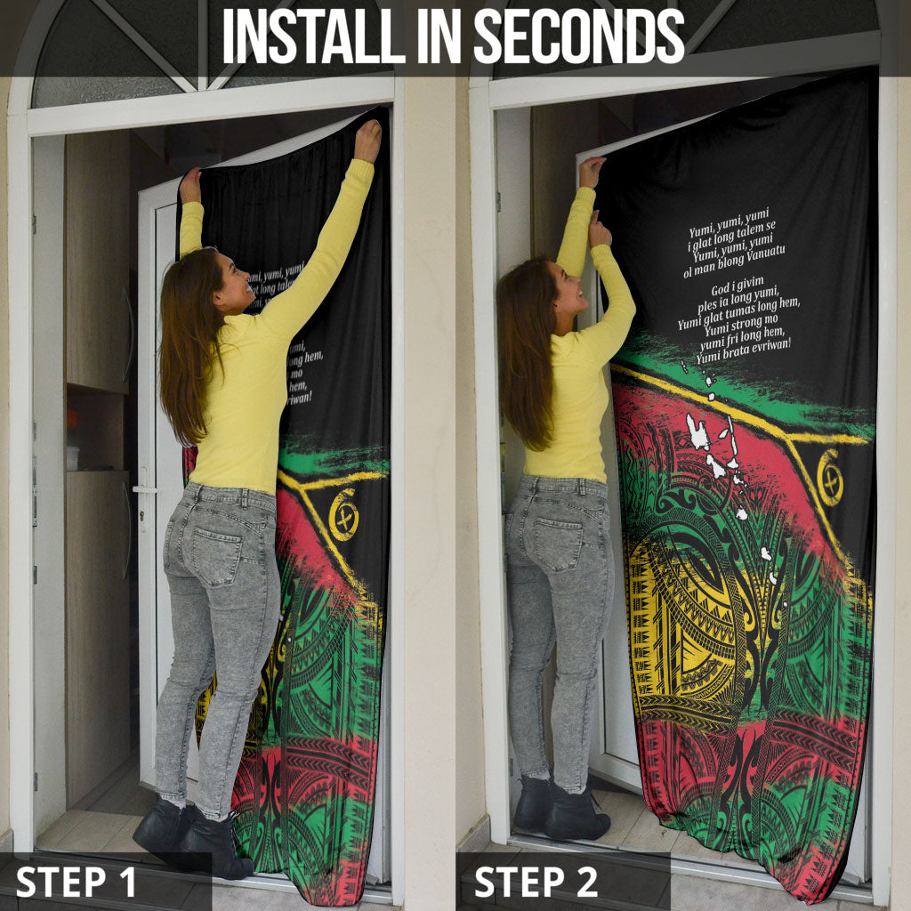Vanuatu 46th Year Anniversary Door Cover Vintage Grunge Vanuatu Flag Heritage LT9 - Polynesian Pride
