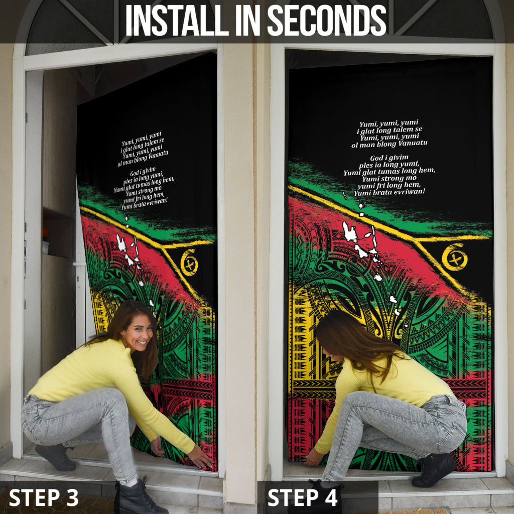 Vanuatu 46th Year Anniversary Door Cover Vintage Grunge Vanuatu Flag Heritage LT9 - Polynesian Pride