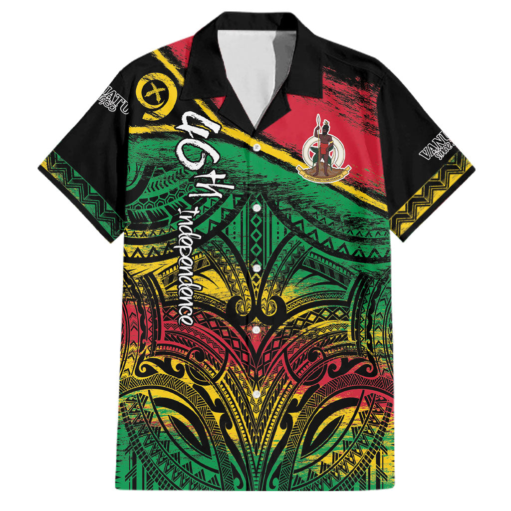 Vanuatu 46th Year Anniversary Family Matching Mermaid Dress and Hawaiian Shirt Vintage Grunge Vanuatu Flag Heritage